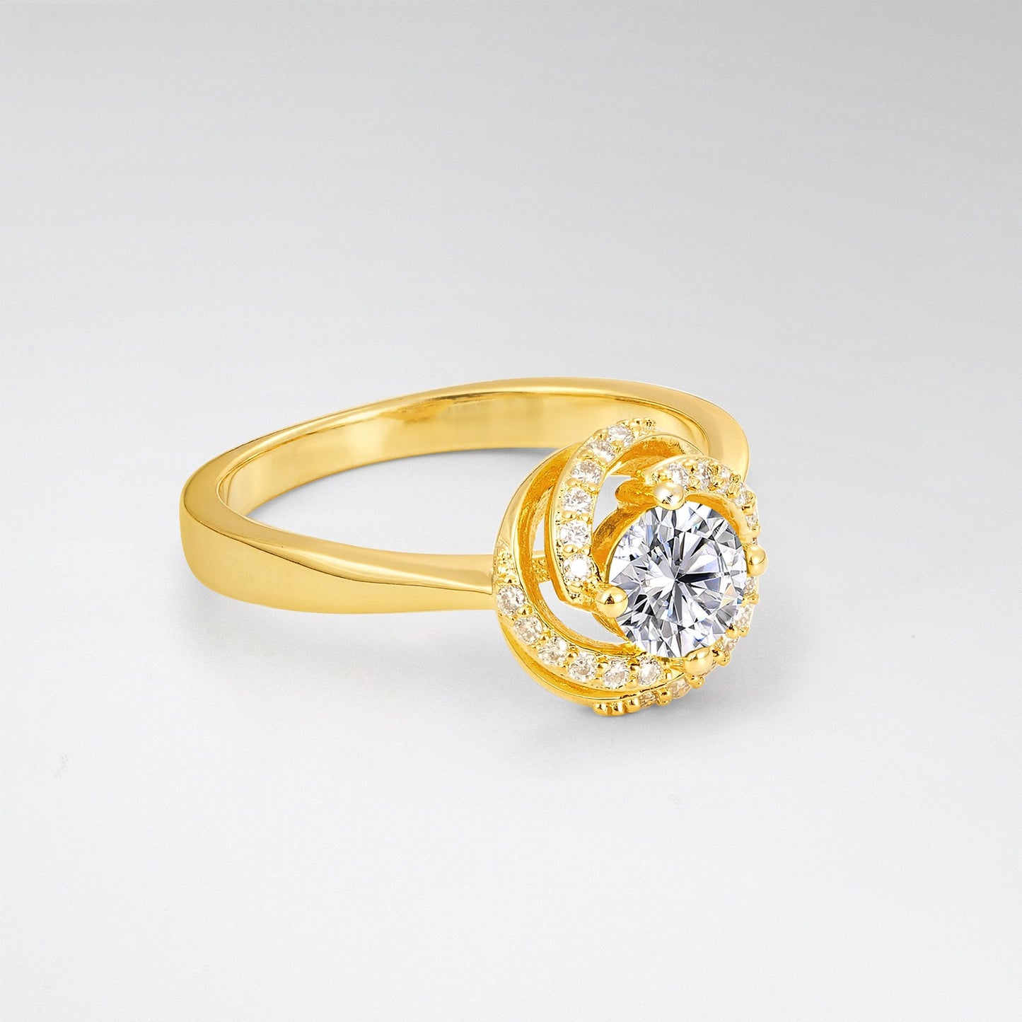 Round Cut Lab Diamond Spiral Halo Engagement Ring - Additional view