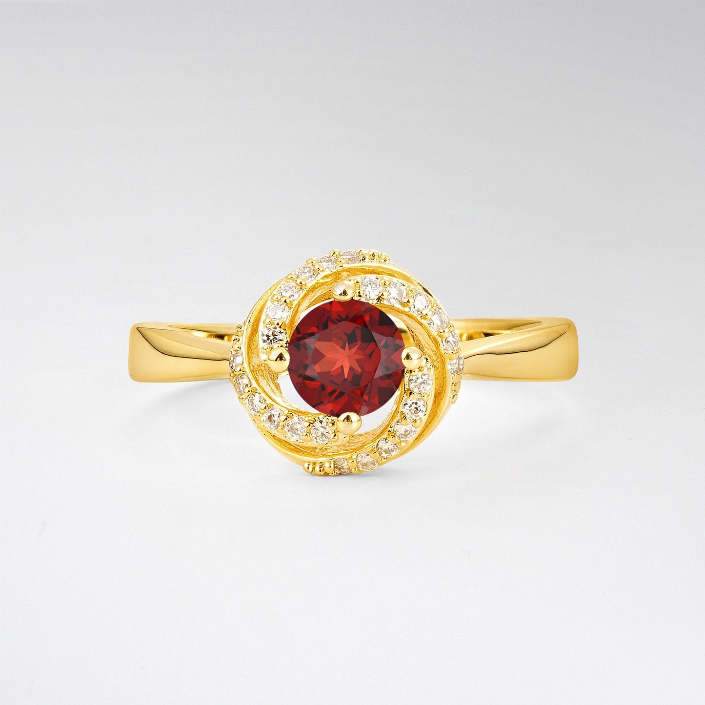 Round Cut Garnet Spiral Halo Engagement Ring - Additional view