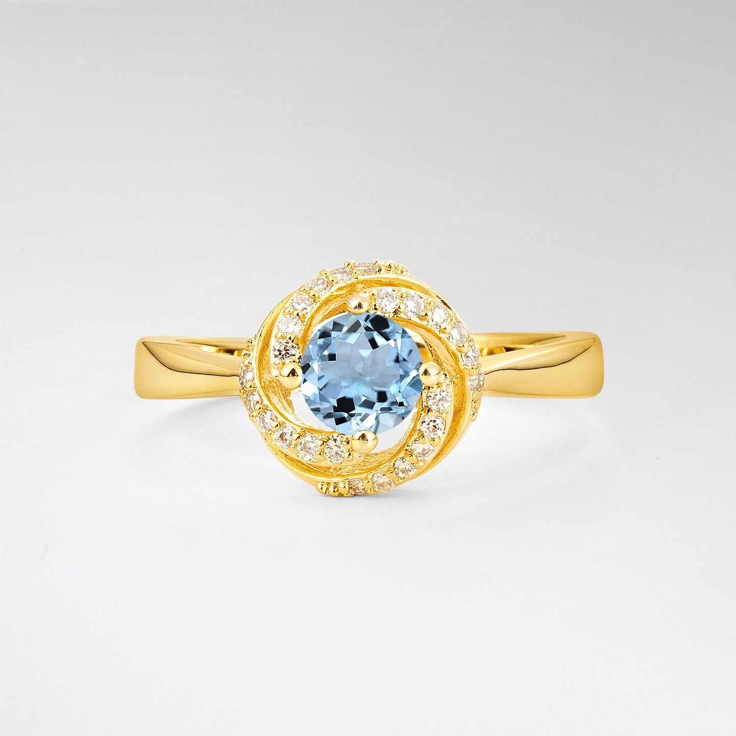 Round Cut Aquamarine Spiral Halo Engagement Ring - Additional view