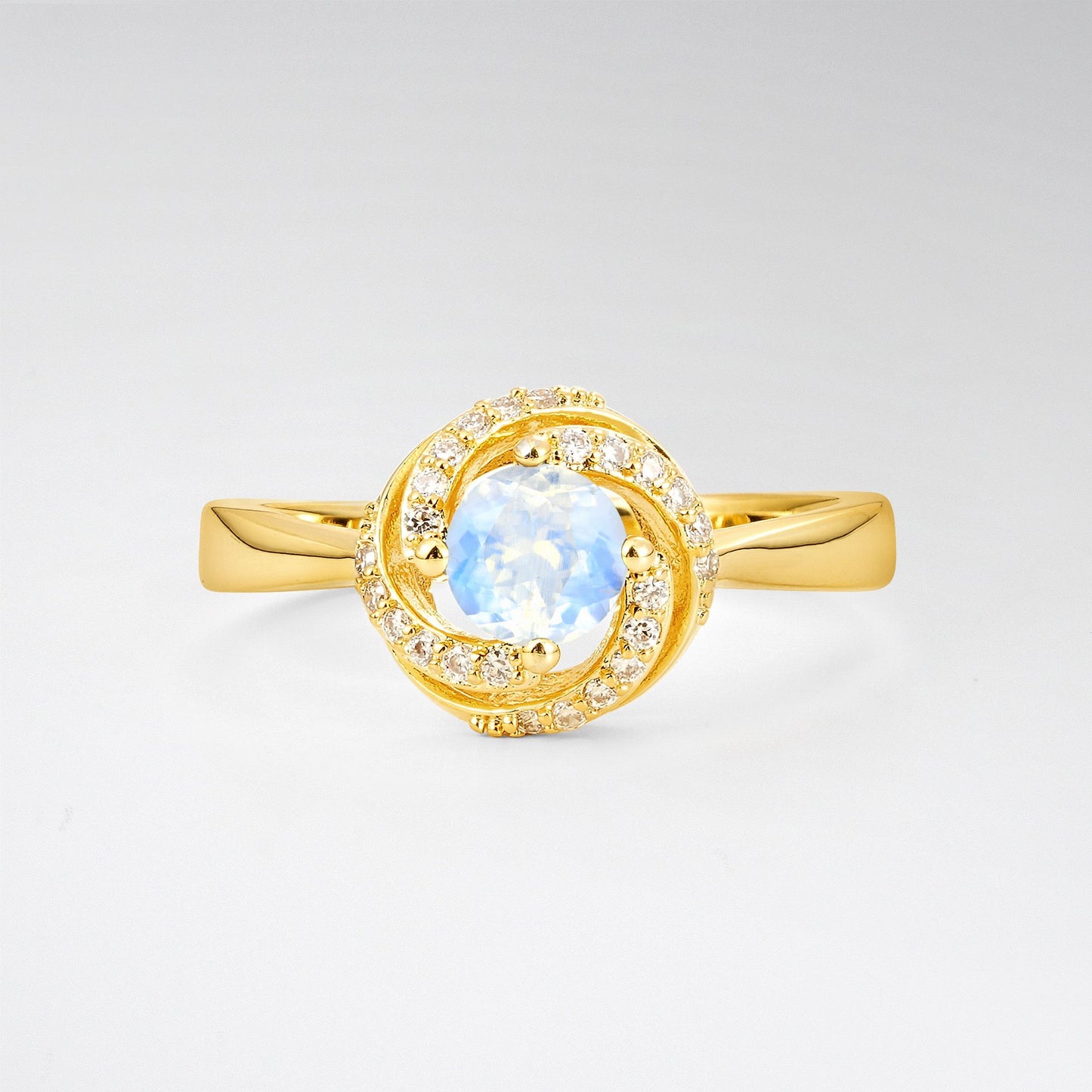 Round Cut Moonstone Spiral Halo Engagement Ring - Additional view