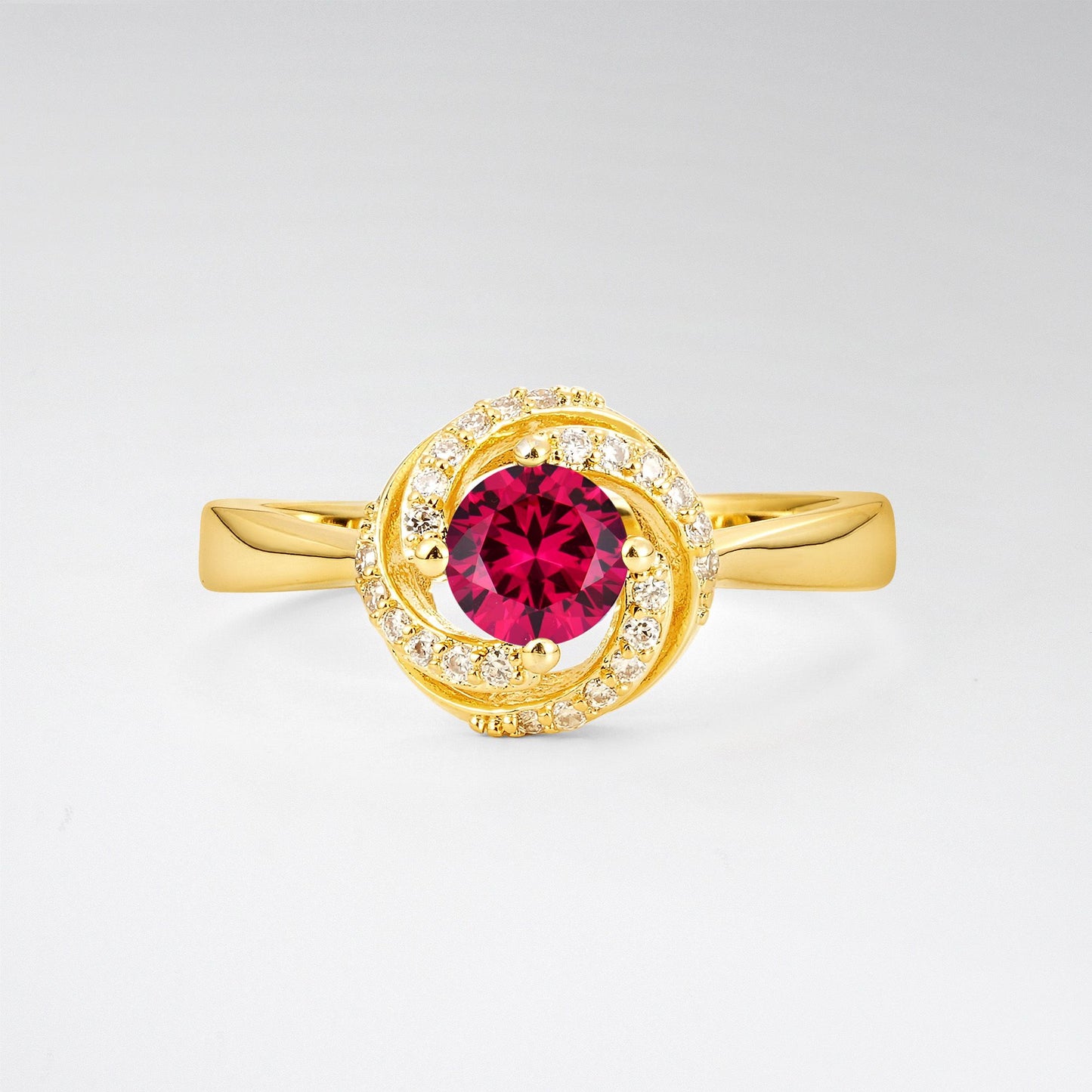 Round Cut Ruby Spiral Halo Engagement Ring - Additional view