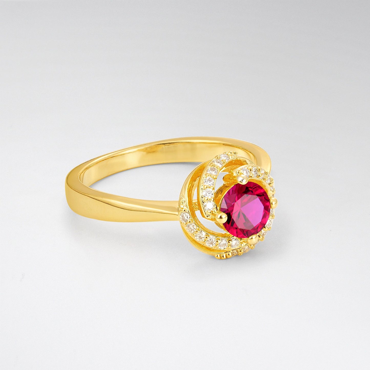 Round Cut Ruby Spiral Halo Engagement Ring - Additional view