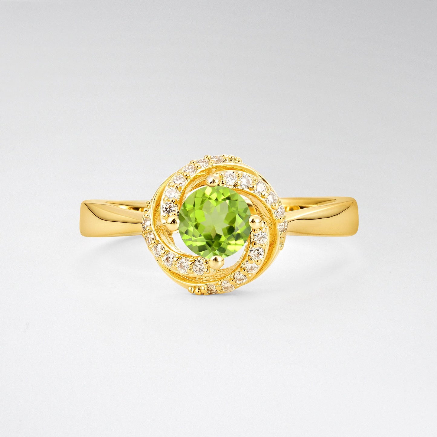 Round Cut Peridot Spiral Halo Engagement Ring - Additional view