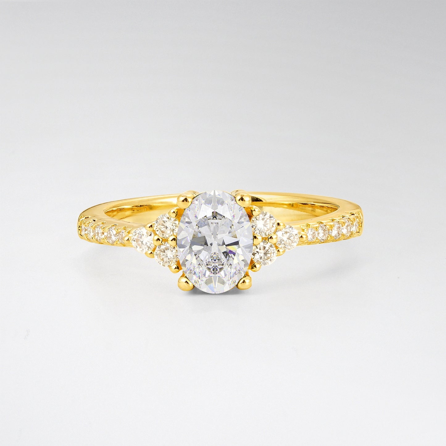 Pave Cluster Oval Cut Moissanite Engagement Ring - Additional view