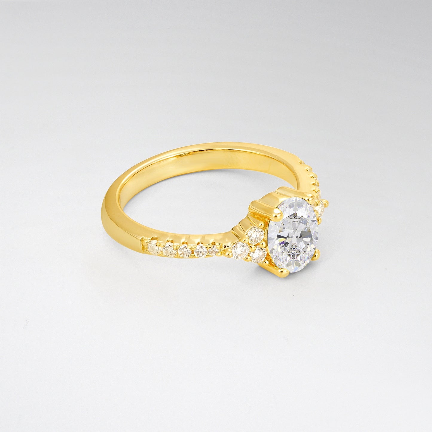 Pave Cluster Oval Cut Moissanite Engagement Ring - Additional view