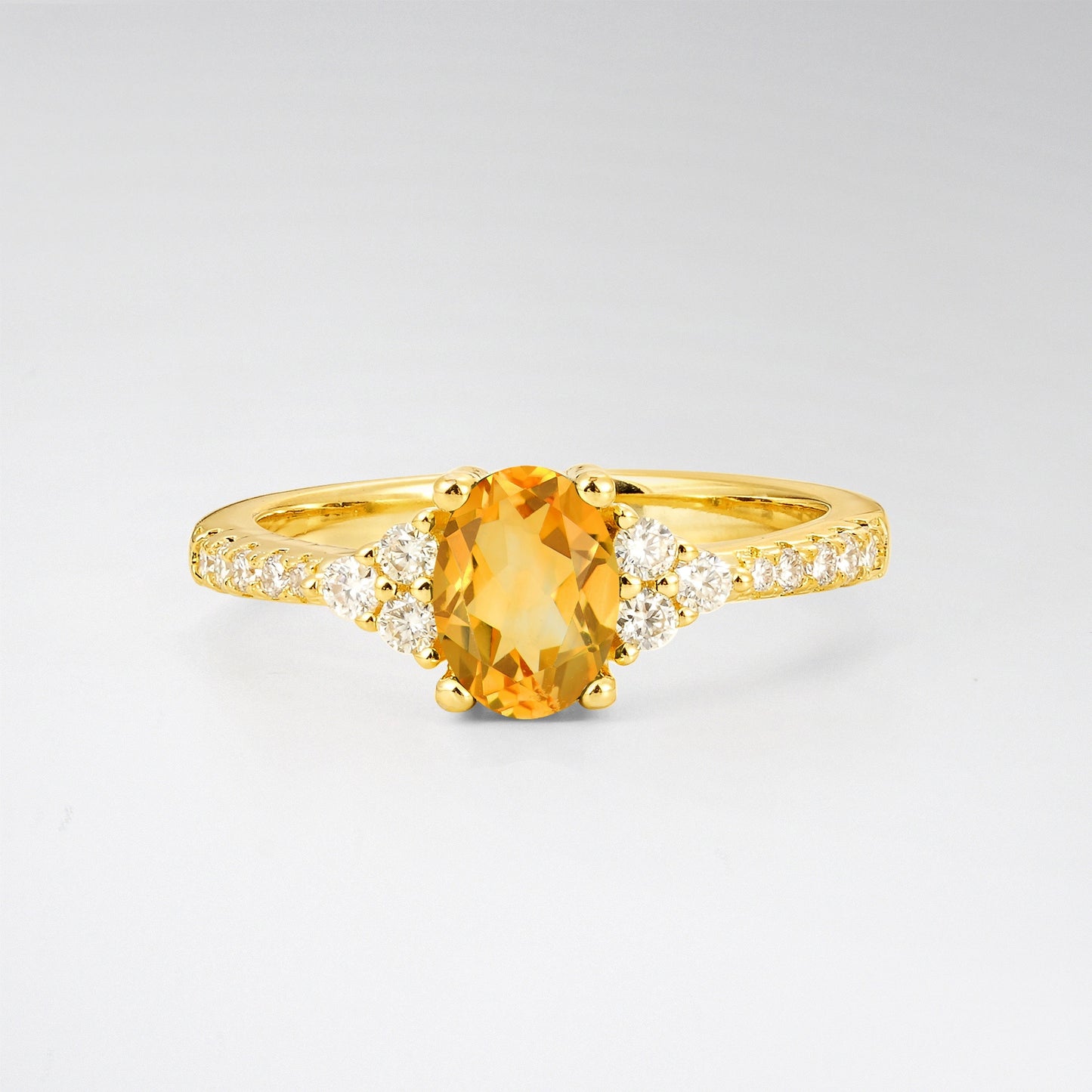 Pave Cluster Oval Cut Citrine Engagement Ring - Additional view