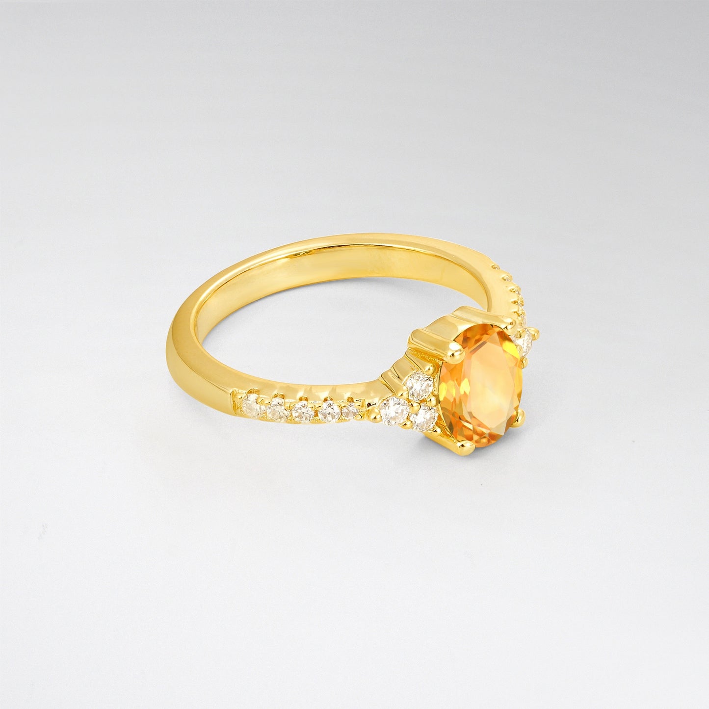 Pave Cluster Oval Cut Citrine Engagement Ring - Additional view