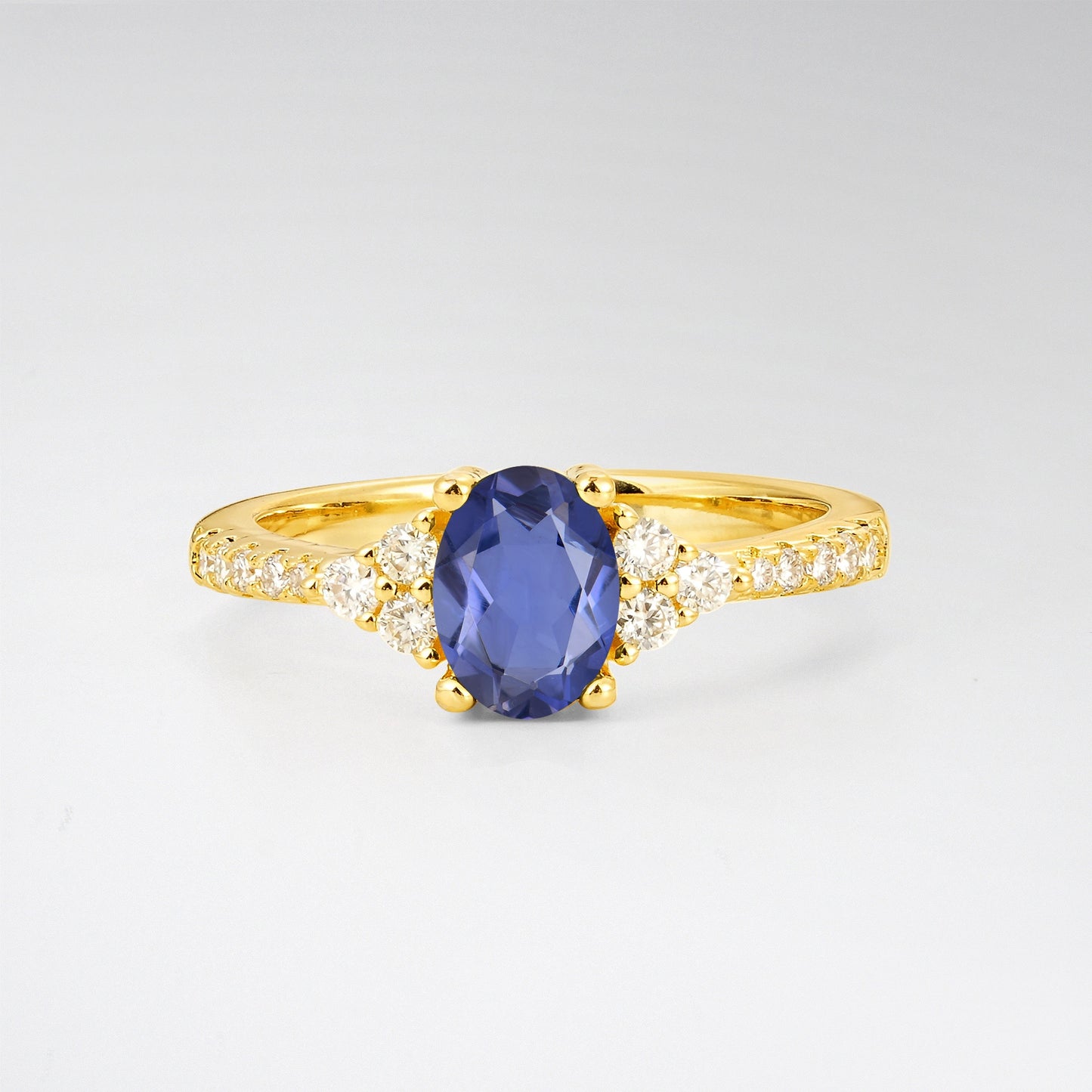 Pave Cluster Oval Cut Tanzanite Engagement Ring - Additional view