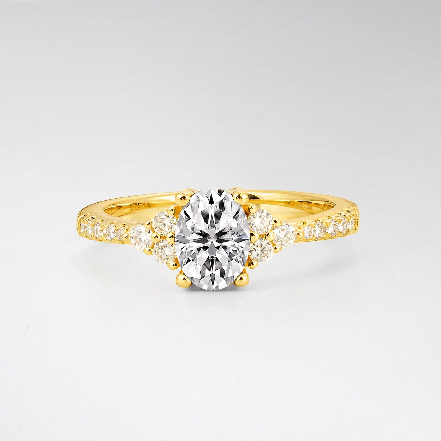Pave Cluster Oval Cut Lab Diamond Engagement Ring - Additional view