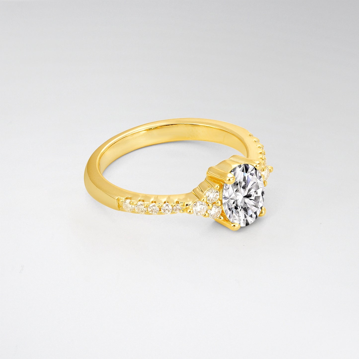 Pave Cluster Oval Cut Lab Diamond Engagement Ring - Additional view
