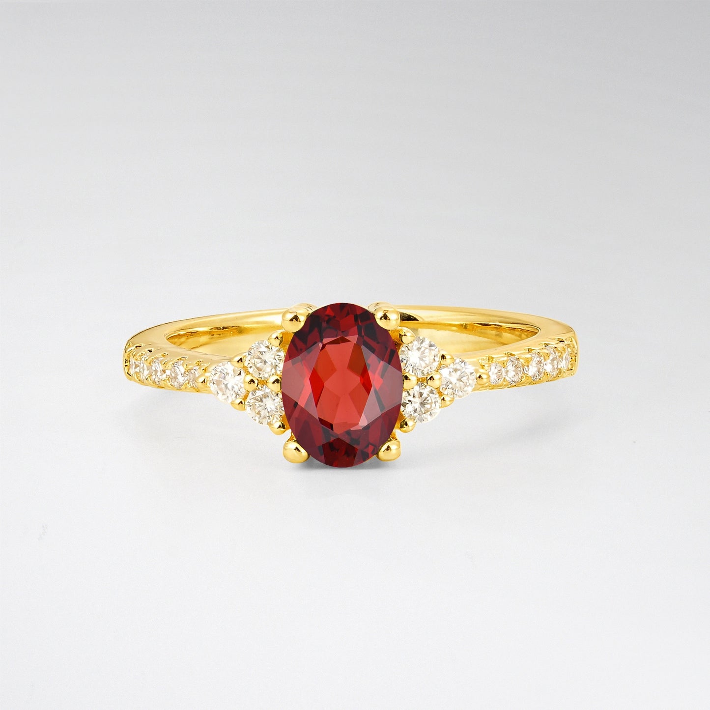 Pave Cluster Oval Cut Garnet Engagement Ring - Additional view