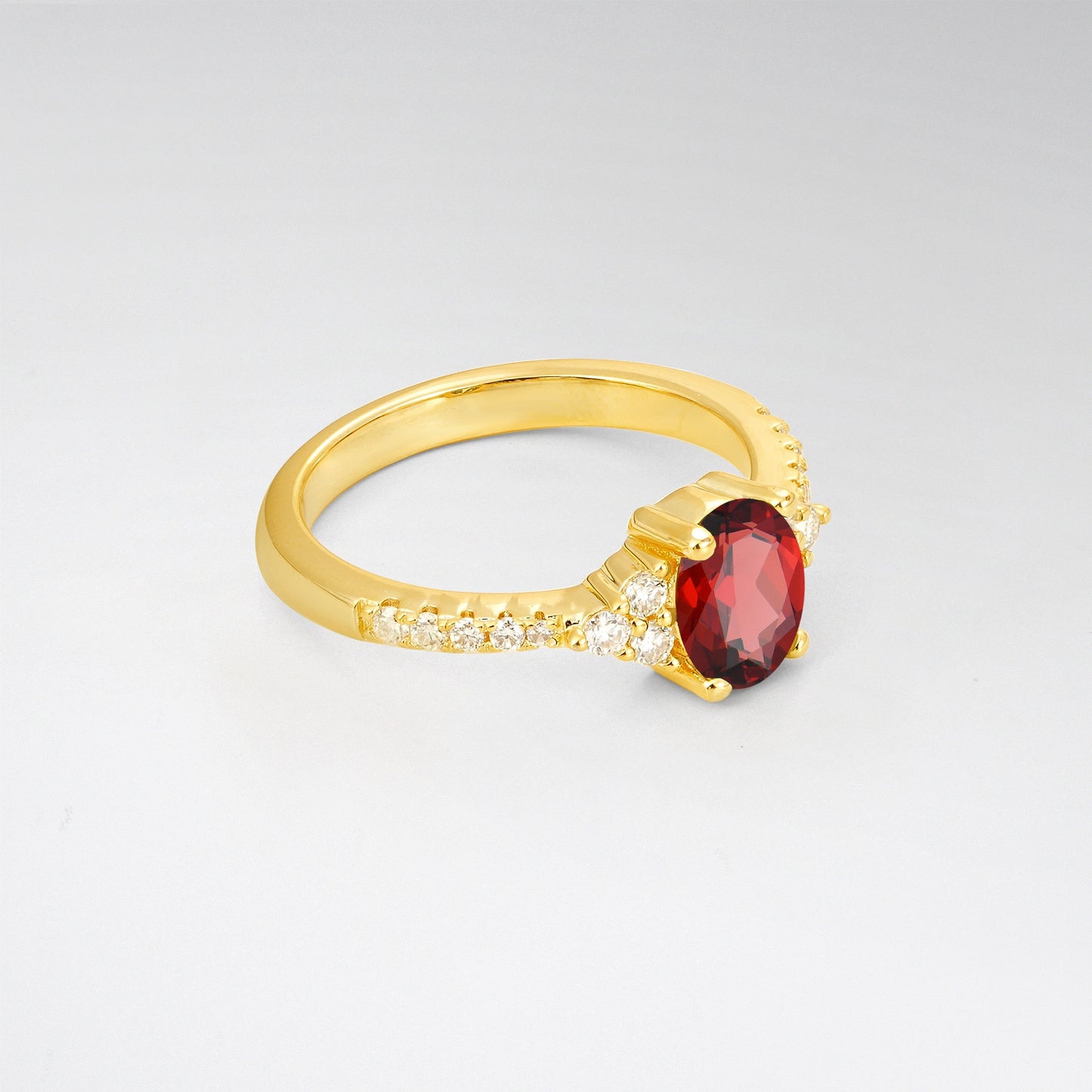Pave Cluster Oval Cut Garnet Engagement Ring - Additional view