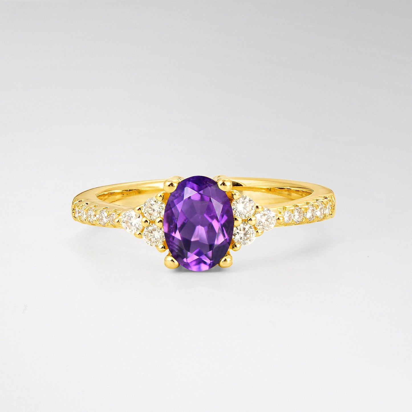 Pave Cluster Oval Cut Amethyst Engagement Ring - Additional view