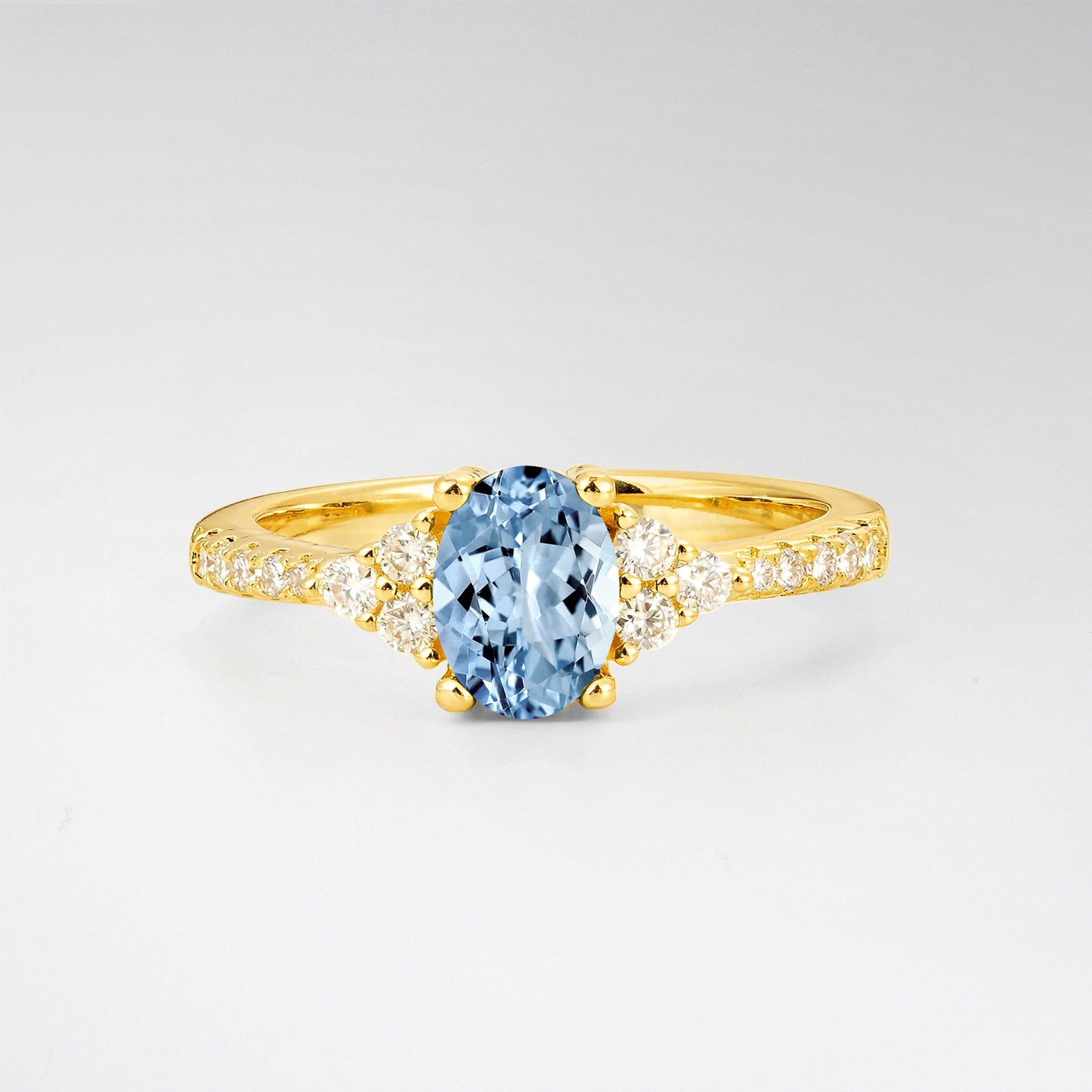 Pave Cluster Oval Cut Aquamarine Engagement Ring - Additional view