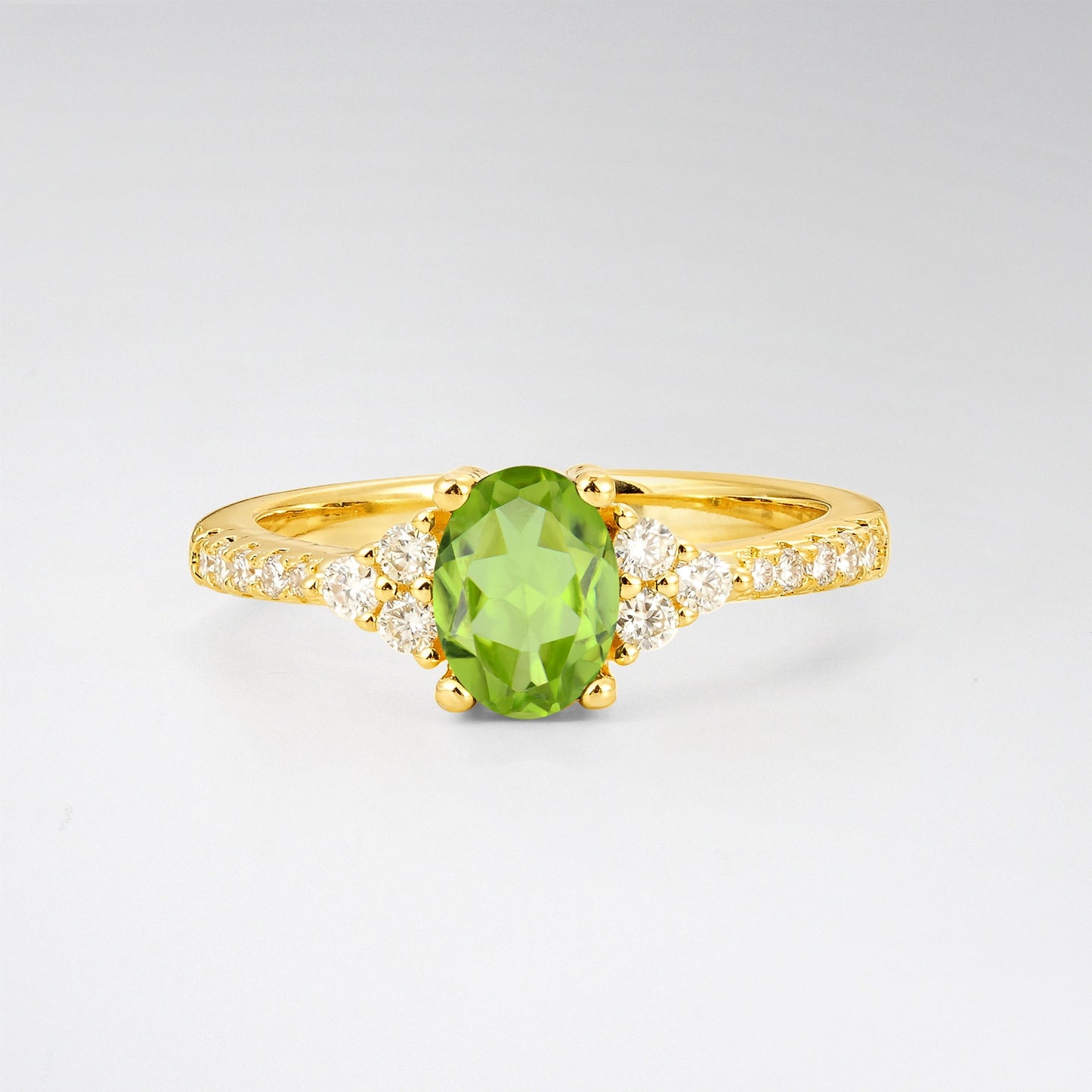 Pave Cluster Oval Cut Peridot Engagement Ring - Additional view