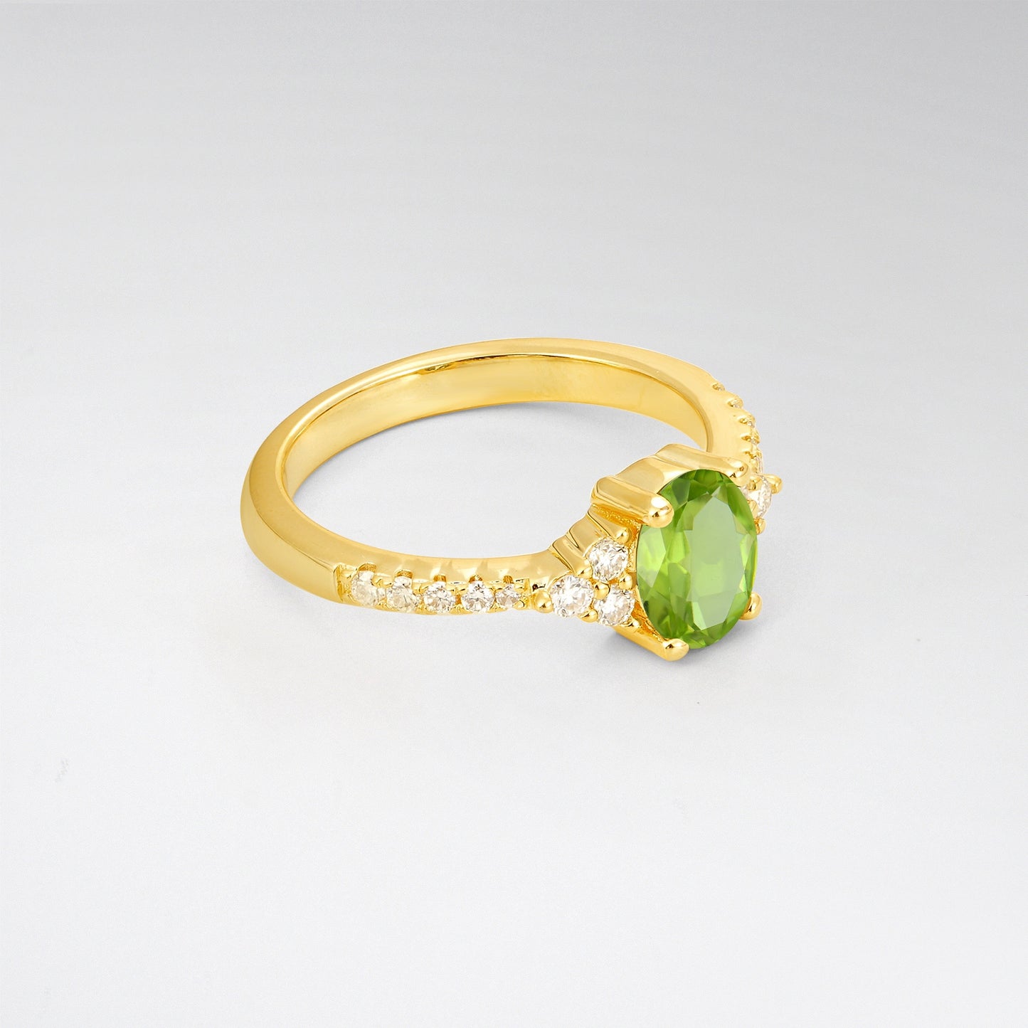 Pave Cluster Oval Cut Peridot Engagement Ring - Additional view