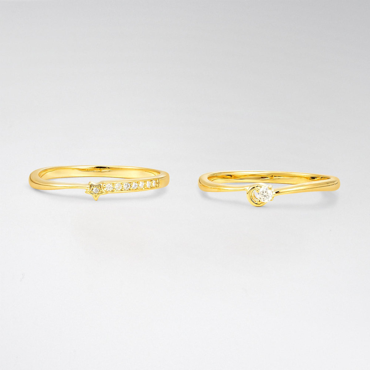Celestial Star Moissanite Promise Ring Set - Yellow-Gold