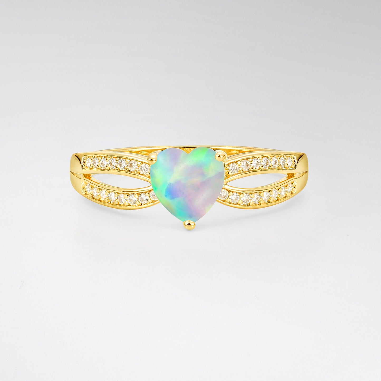 Split Shank Heart Cut Opal Engagement Ring - Additional view