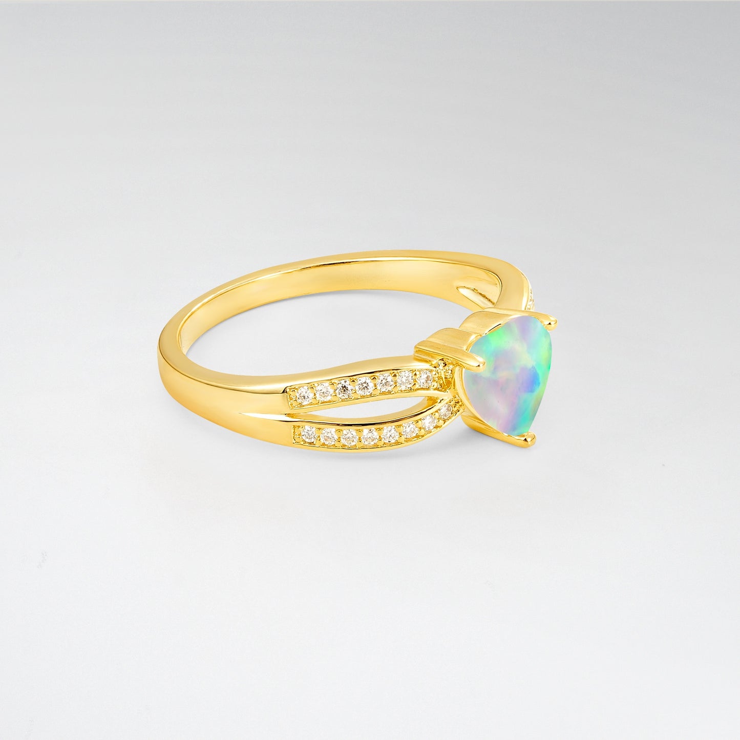 Split Shank Heart Cut Opal Engagement Ring - Additional view