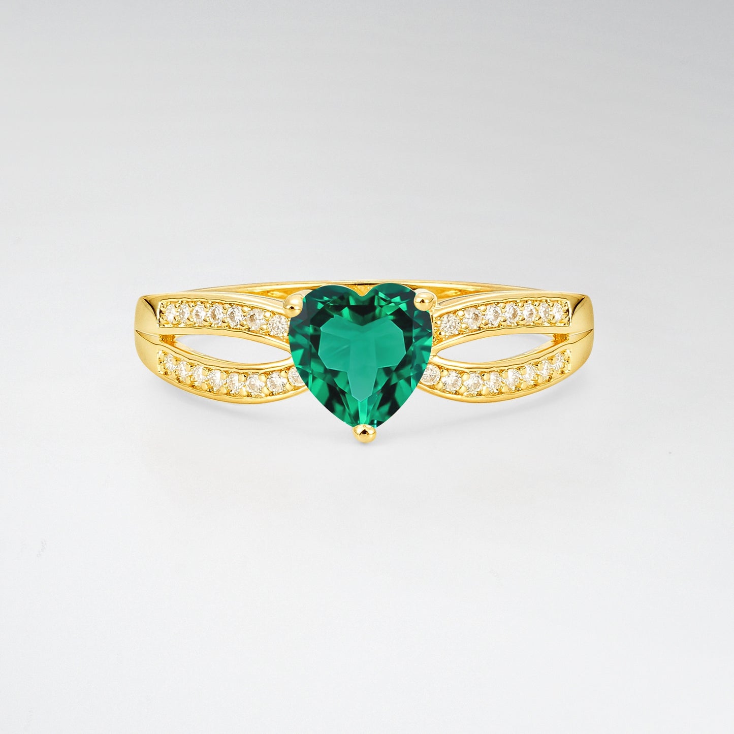 Split Shank Heart Cut Emerald Engagement Ring - Additional view