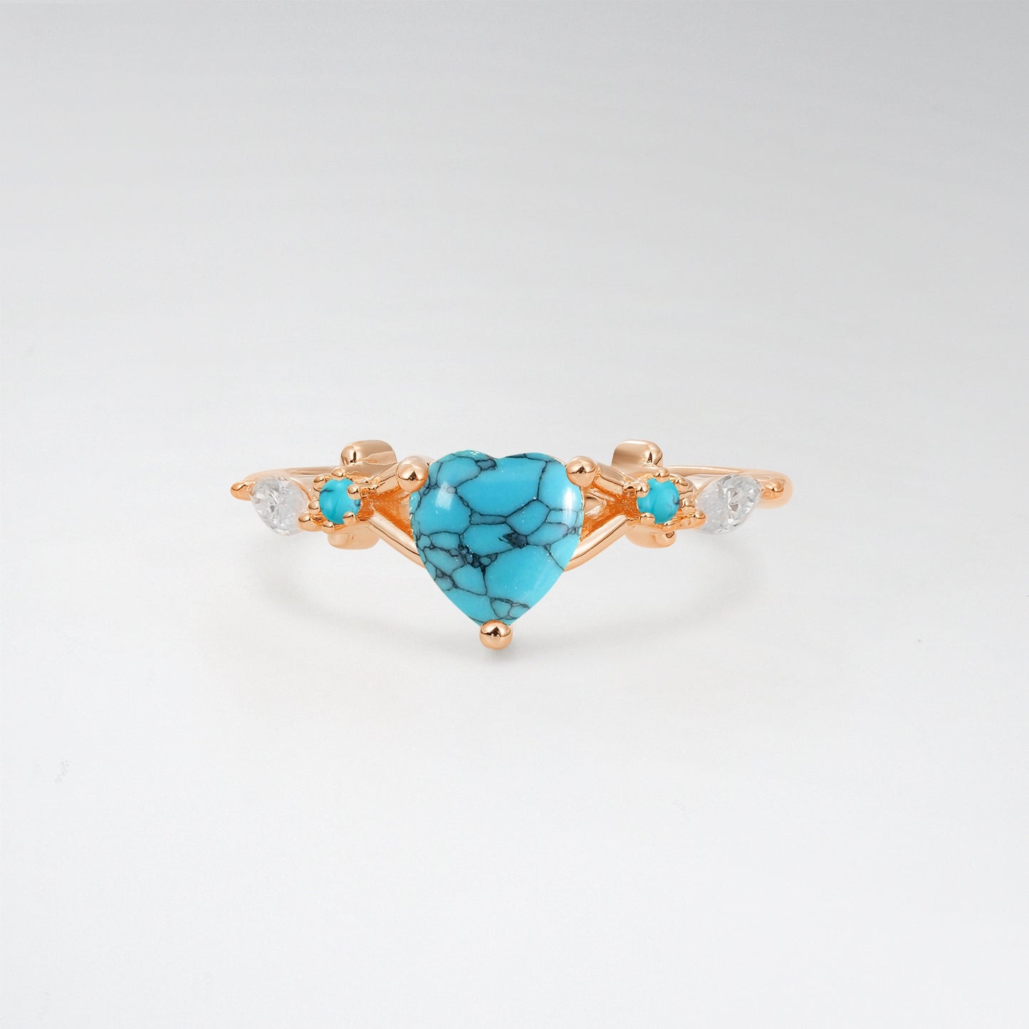 Nature-Inspired Heart Cut Turquoise 1CT Twig Band Engagement Ring - Additional view