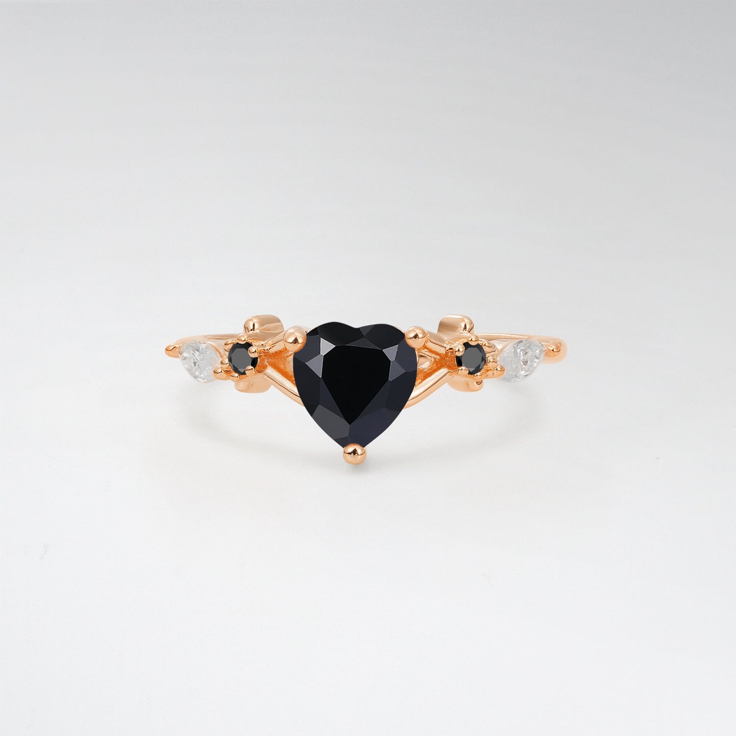 Nature-Inspired Heart Cut Black Onyx 1CT Twig Band Engagement Ring - Additional view