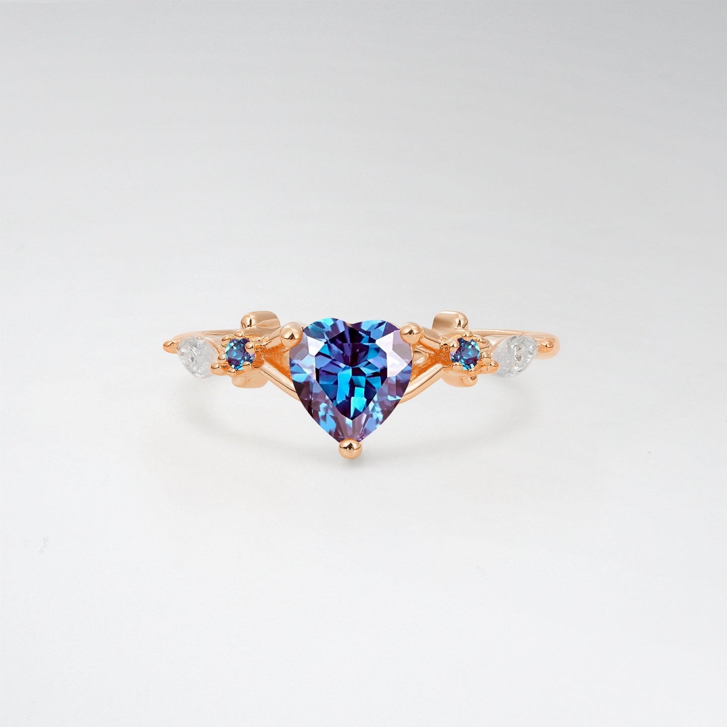 Nature-Inspired Heart Cut Alexandrite 1CT Twig Band Engagement Ring - Additional view