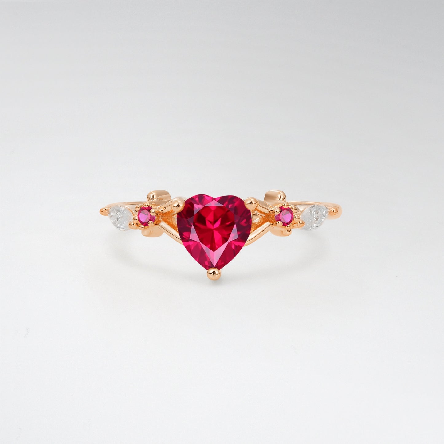 Nature-Inspired Heart Cut Ruby 1CT Twig Band Engagement Ring - Additional view