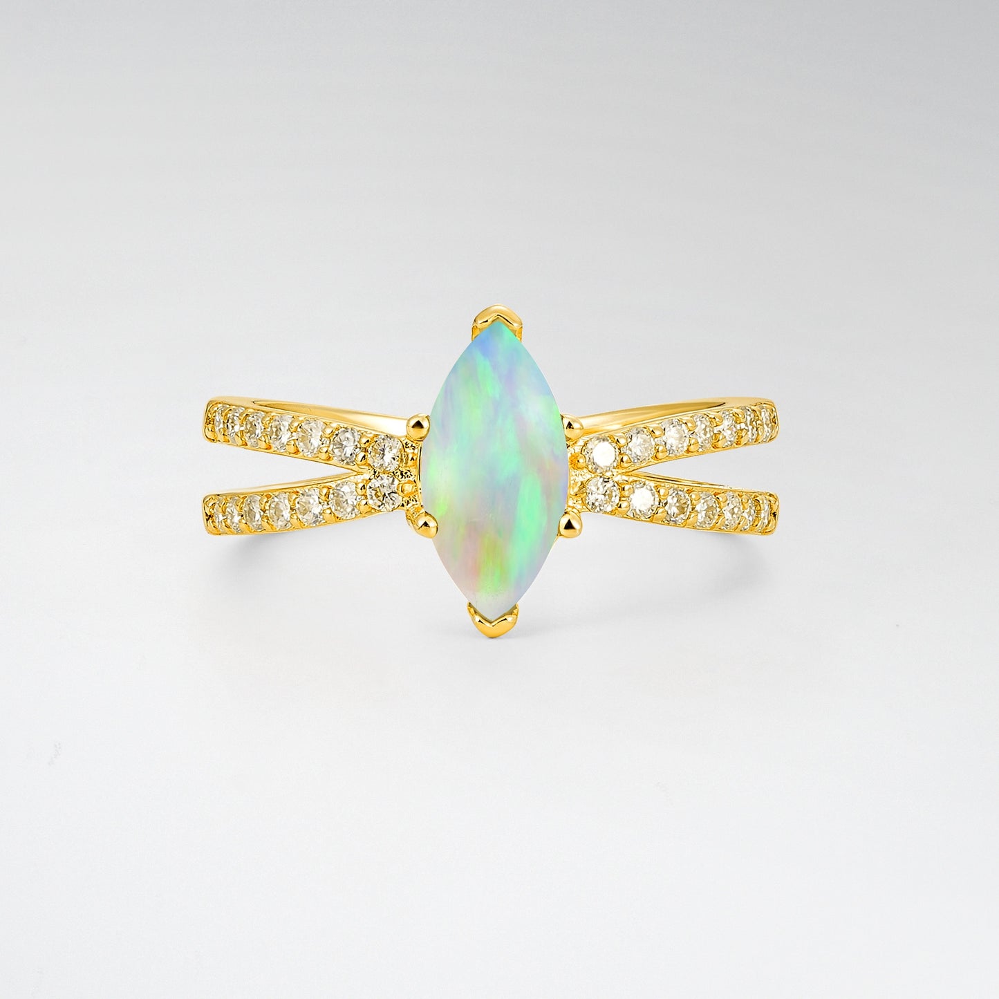 Criss Cross Marquise Cut Opal Engagement Ring - Additional view
