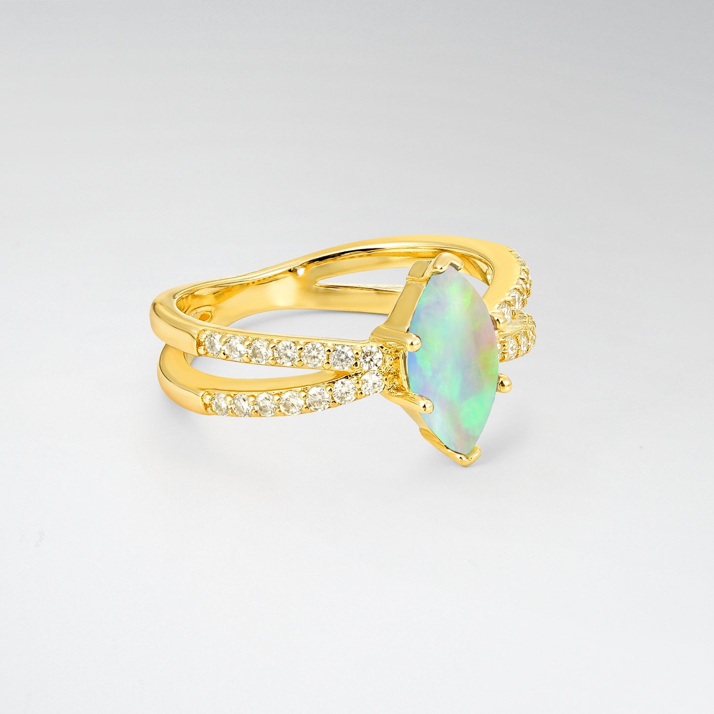 Criss Cross Marquise Cut Opal Engagement Ring - Additional view