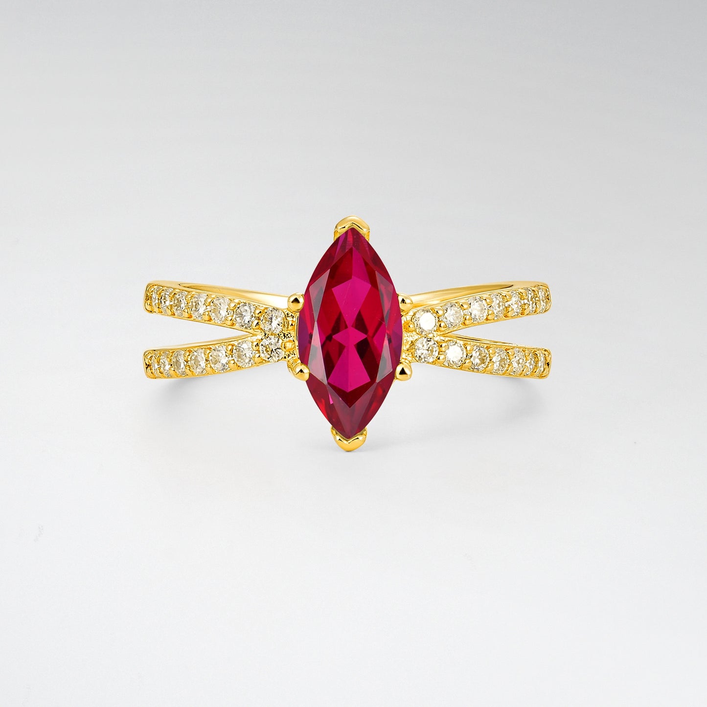 Criss Cross Marquise Cut Ruby Engagement Ring - Additional view