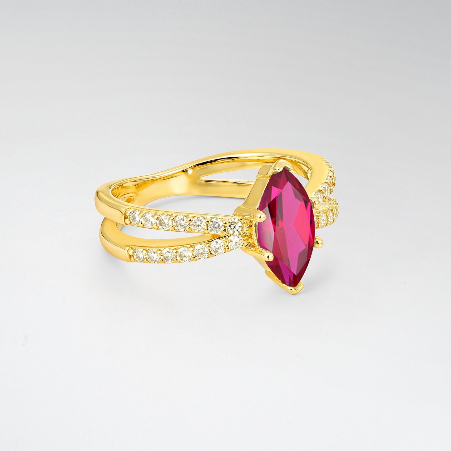 Criss Cross Marquise Cut Ruby Engagement Ring - Additional view