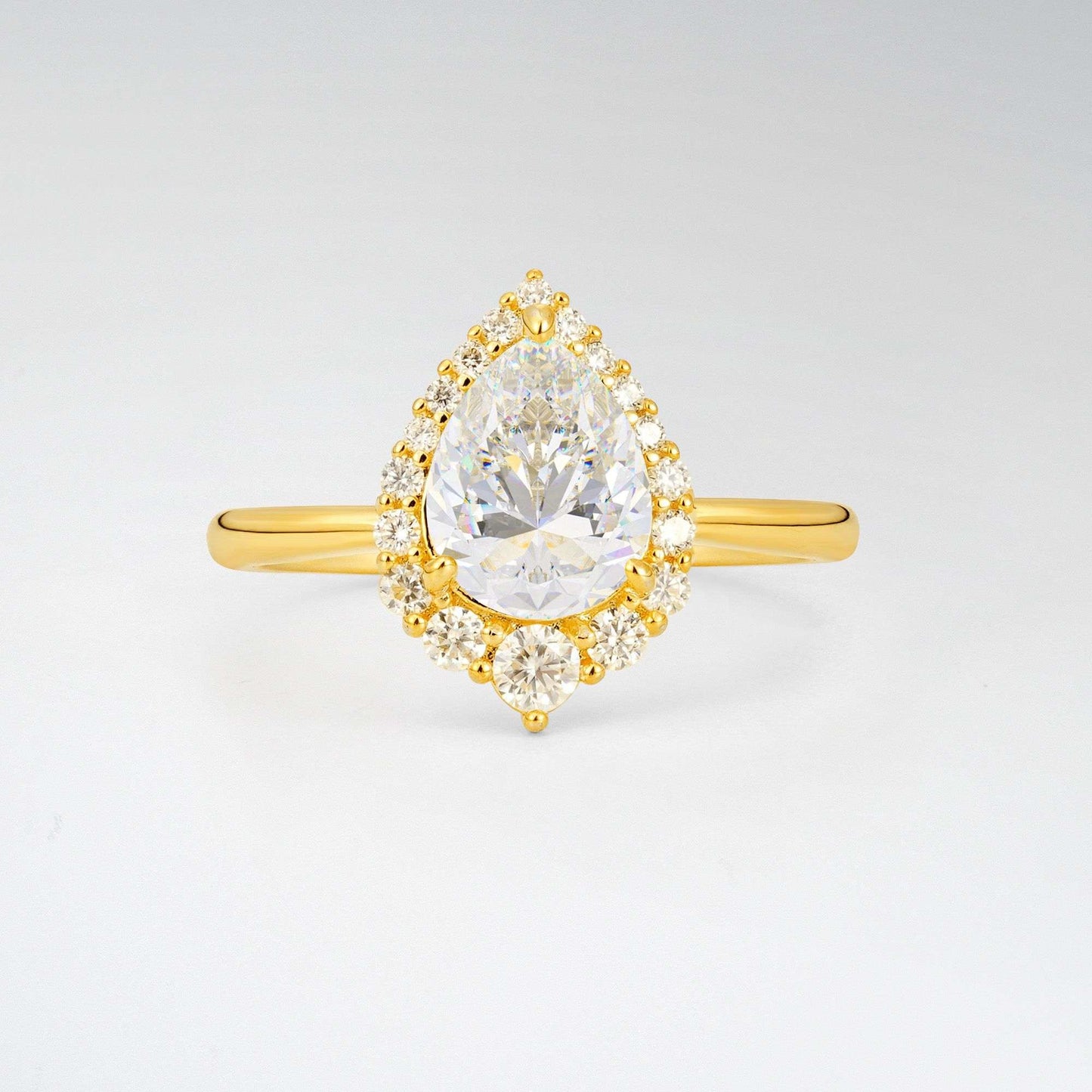 Pear Cut Moissanite Halo Engagement Ring - Additional view