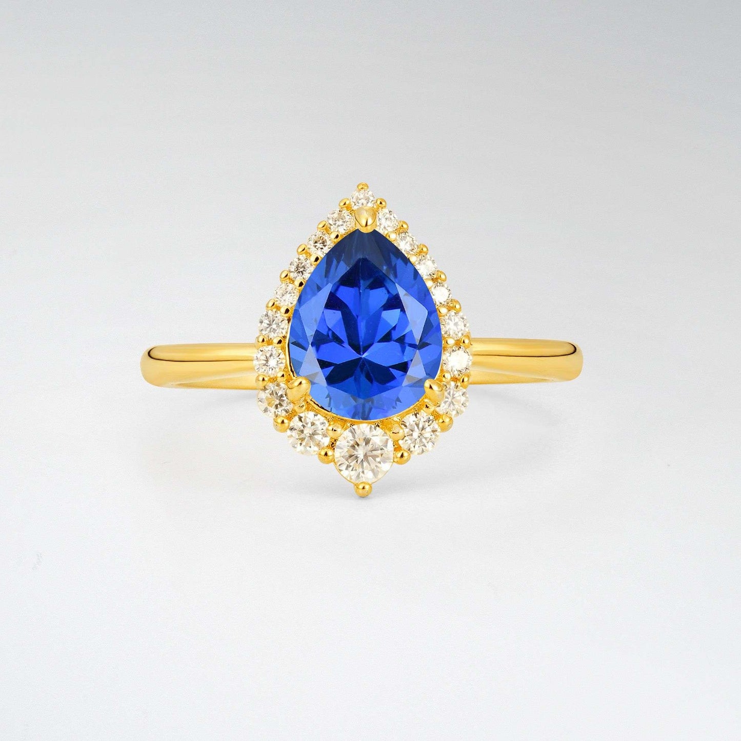 Pear Cut Sapphire Halo Engagement Ring - Additional view