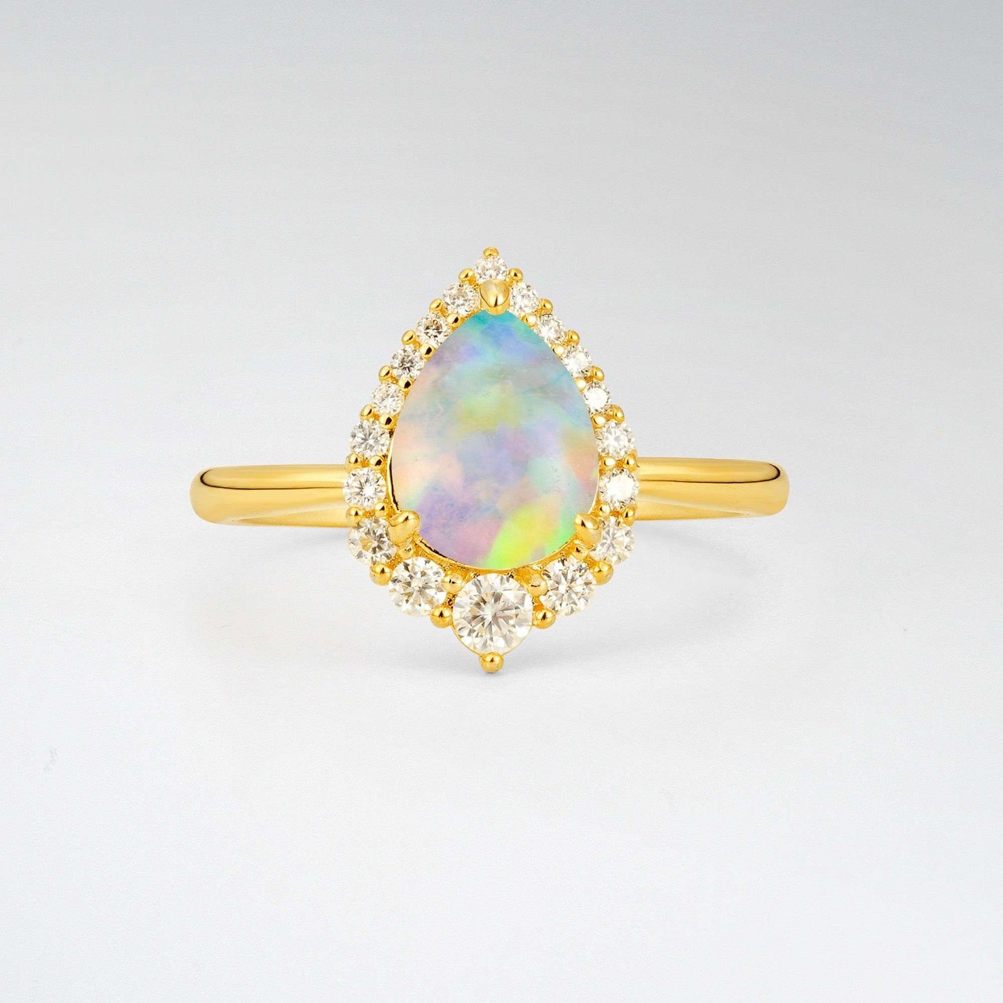 Pear Cut Opal Halo Engagement Ring - Additional view