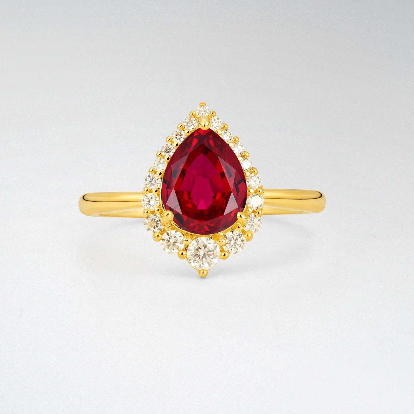 Pear Cut Ruby Halo Engagement Ring - Additional view
