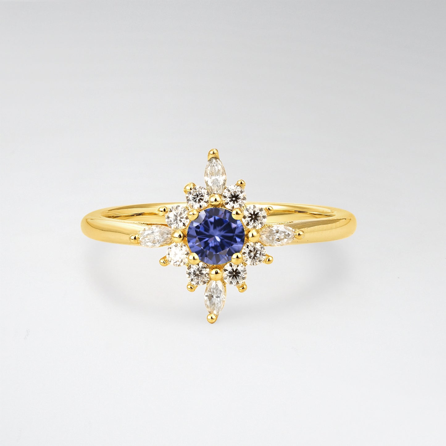 Vintage Round Cut Starburst Halo Tanzanite Engagement Ring - Additional view