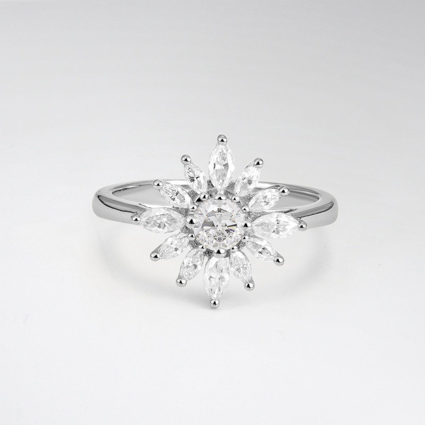 Floral Round Cut Moissanite Engagement Ring for Her - Additional view