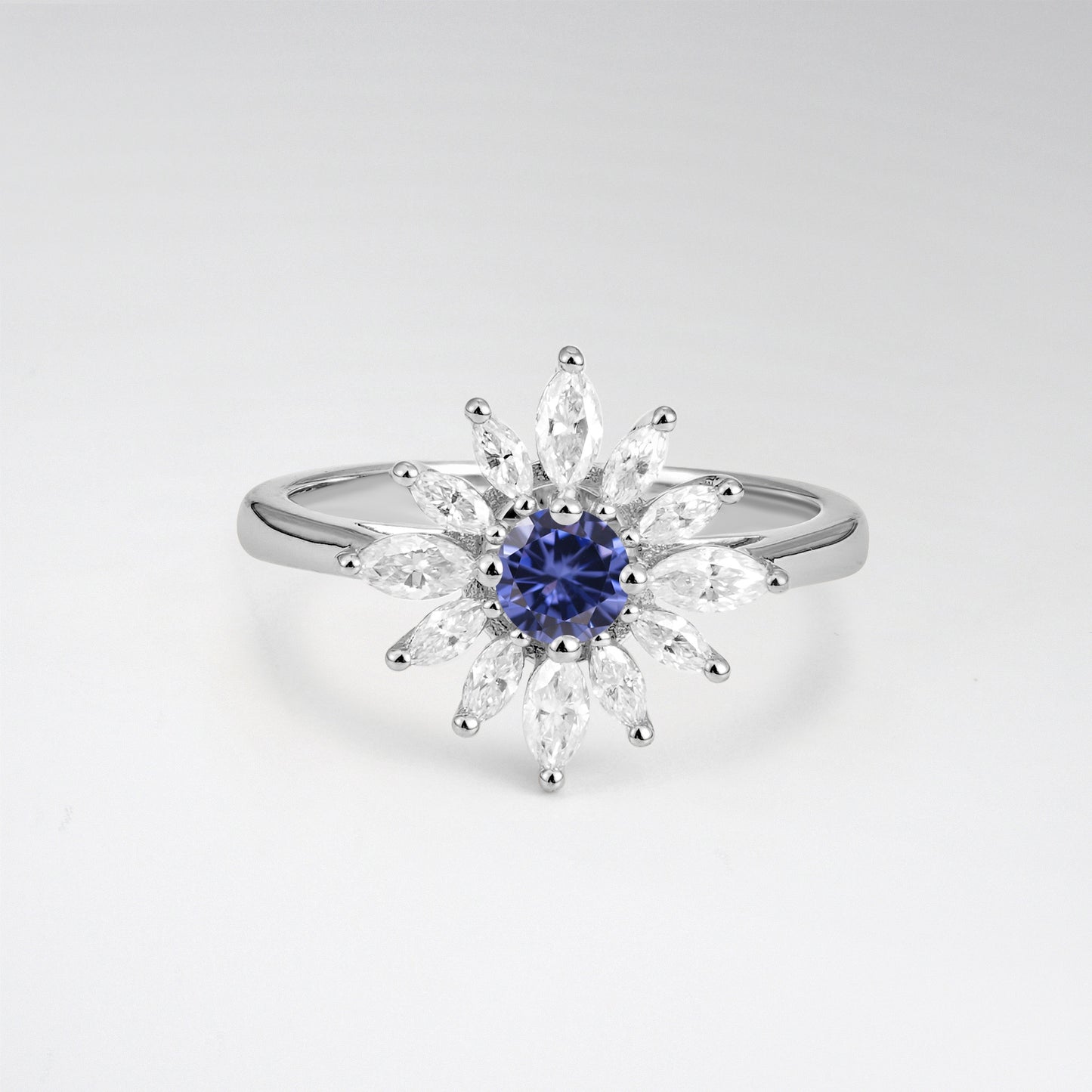 Floral Round Cut Tanzanite Engagement Ring for Her - Additional view