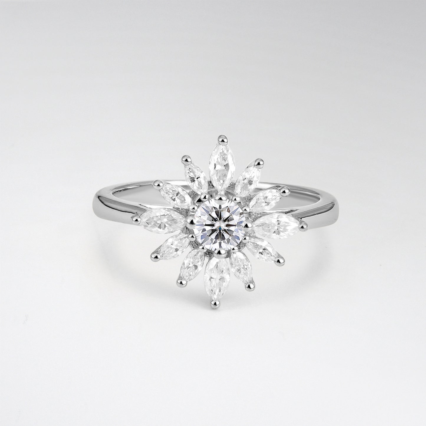 Floral Round Cut Lab Diamond Engagement Ring for Her - Additional view