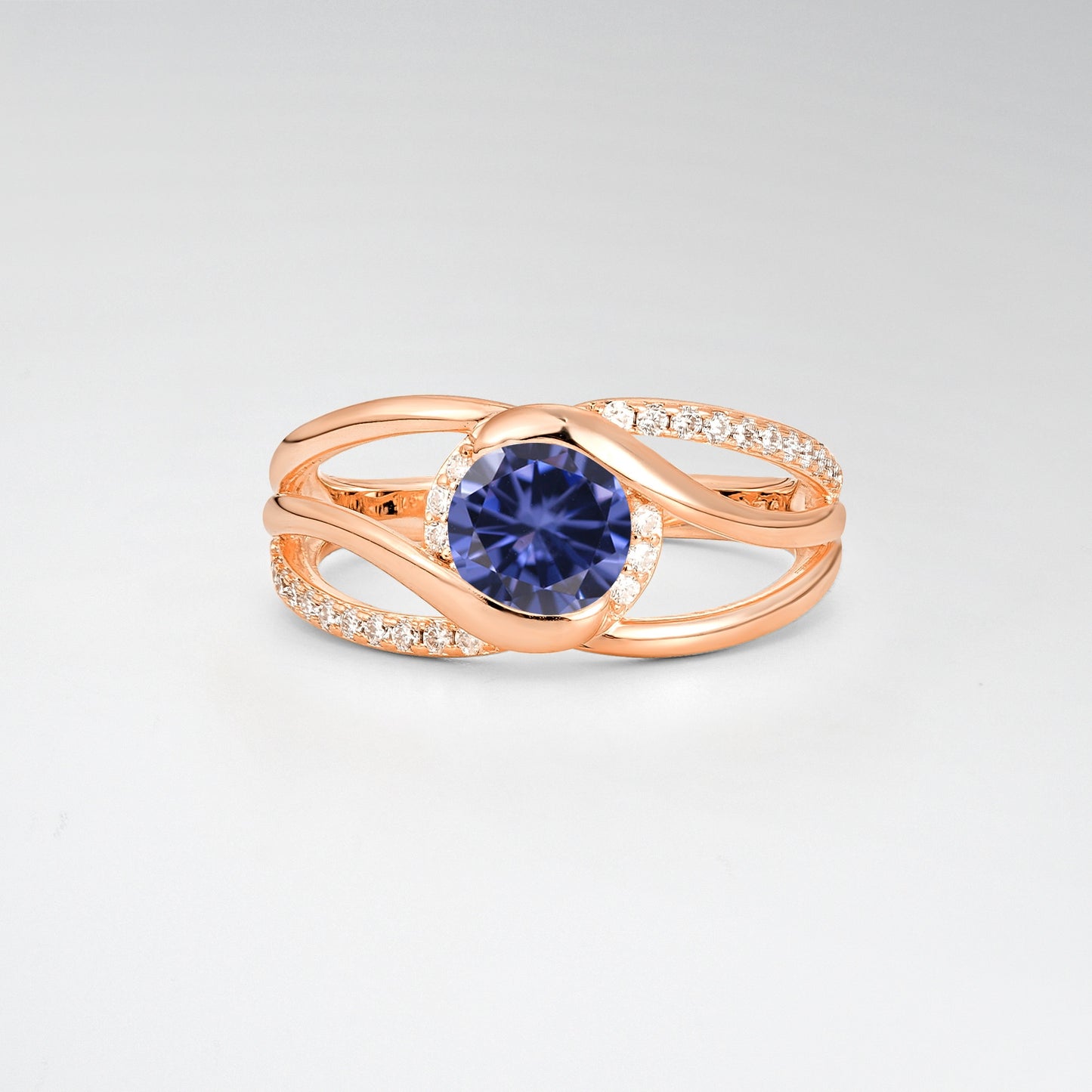 Round Cut Tanzanite Split Shank Twist Engagement Ring - Additional view
