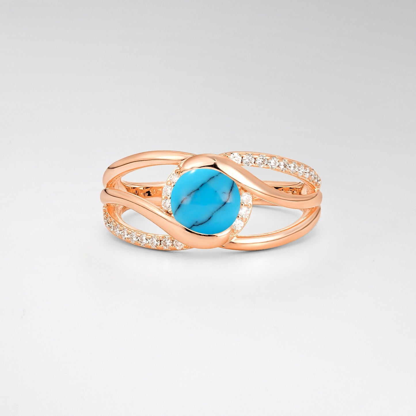 Round Cut Turquoise Split Shank Twist Engagement Ring - Additional view