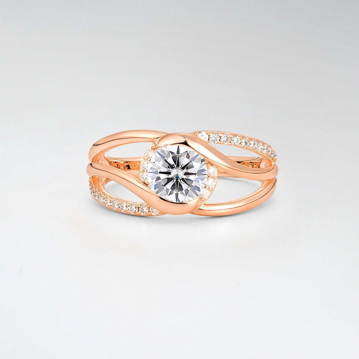 Round Cut Lab Diamond Split Shank Twist Engagement Ring - Additional view