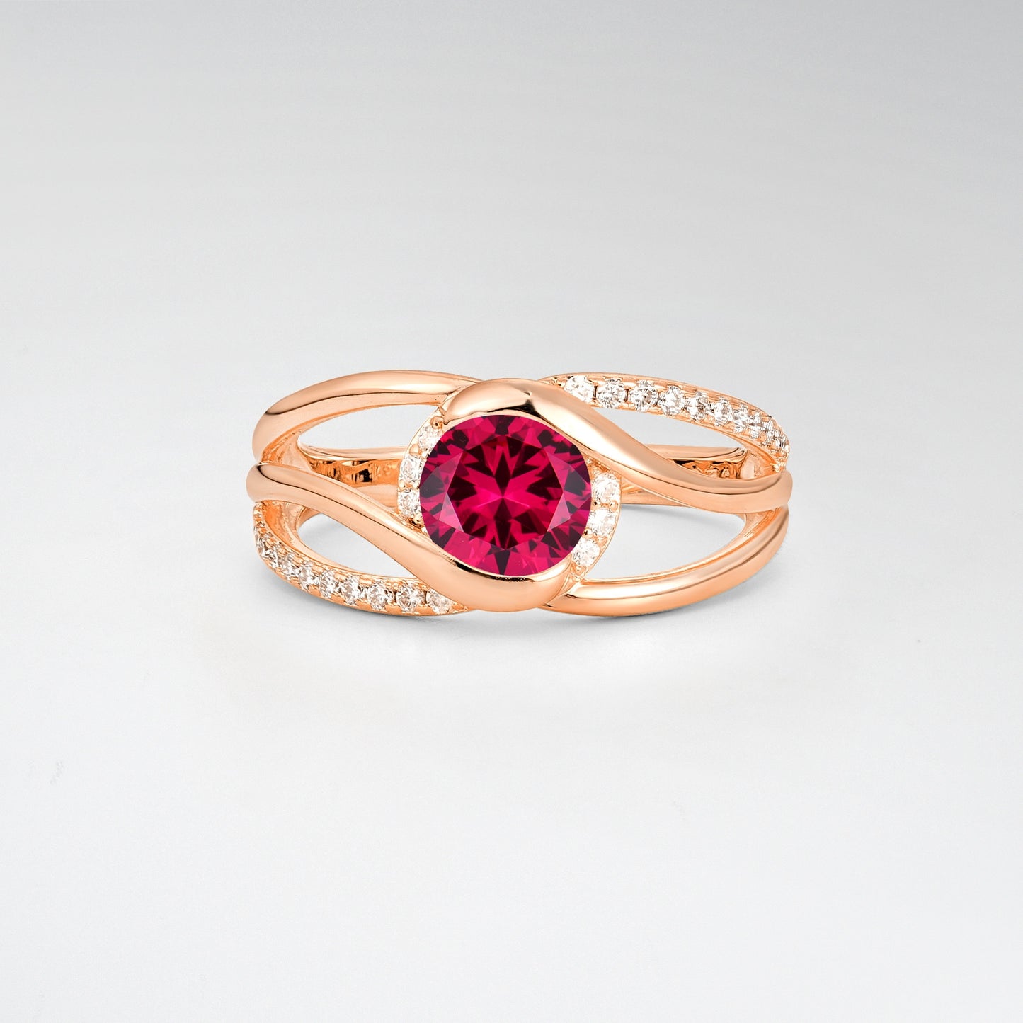 Round Cut Ruby Split Shank Twist Engagement Ring - Additional view