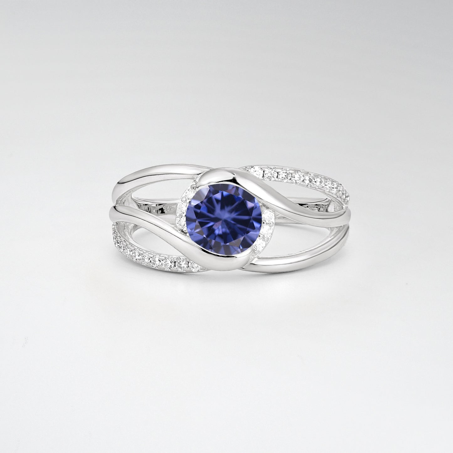 Round Cut Tanzanite Split Shank Twist Engagement Ring - Additional view