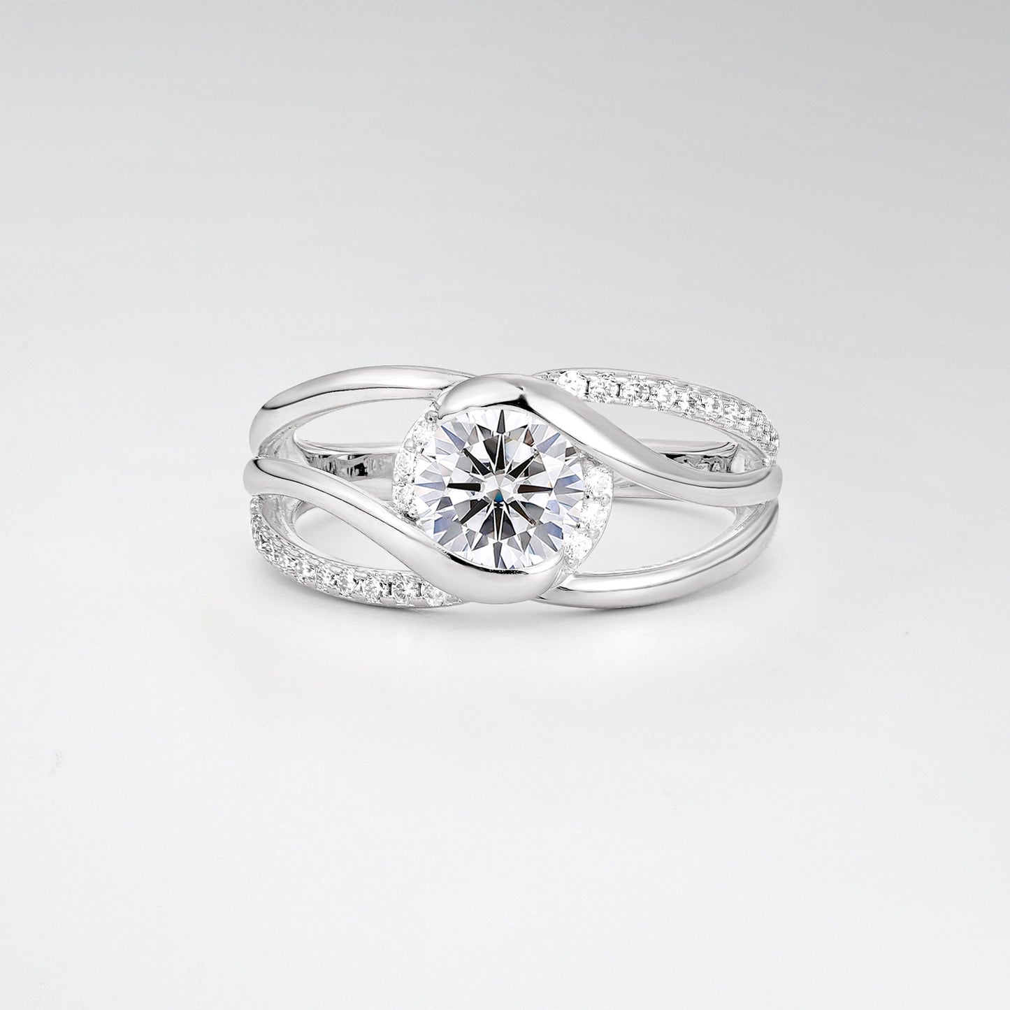 Round Cut Lab Diamond Split Shank Twist Engagement Ring - Additional view