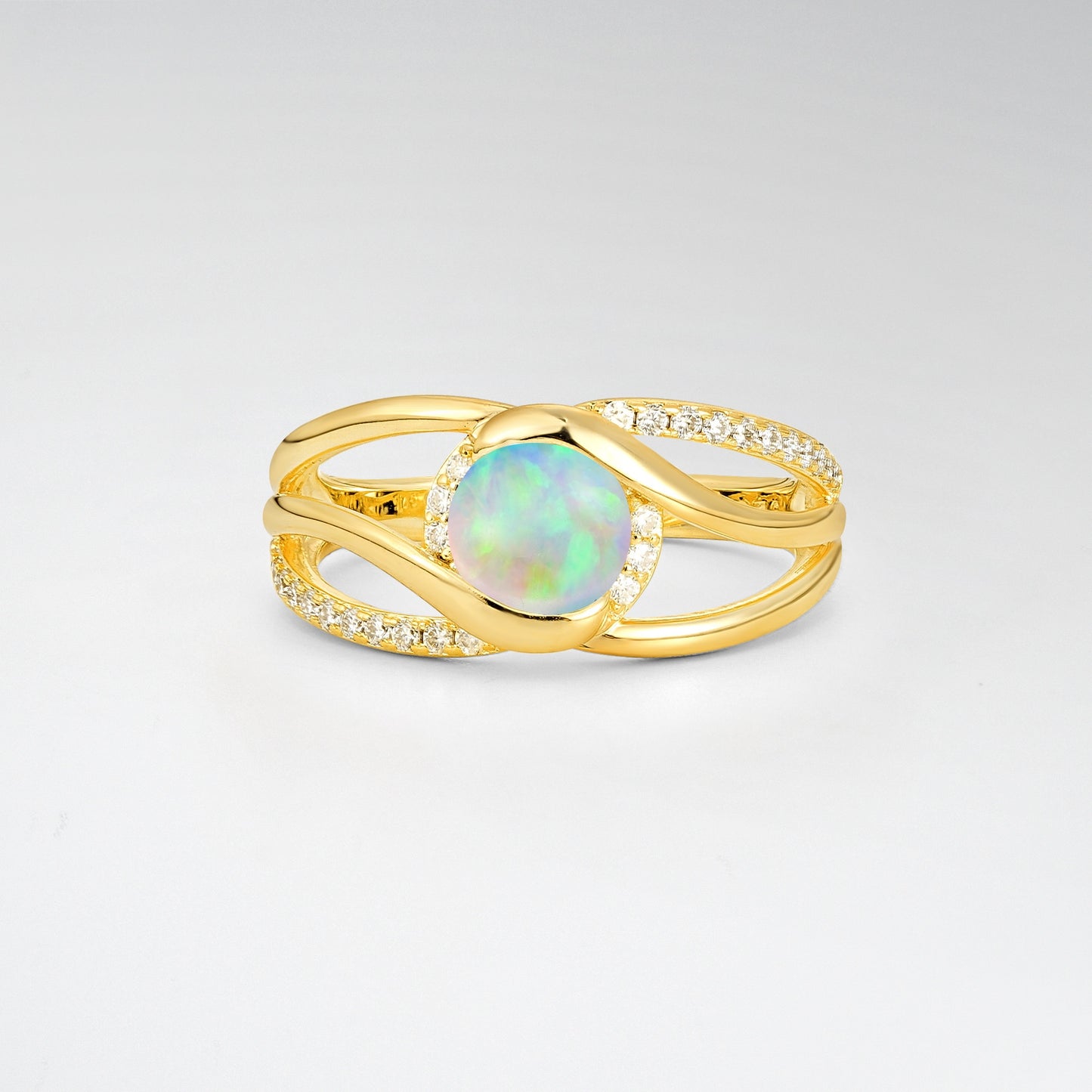 Round Cut Opal Split Shank Twist Engagement Ring - Additional view