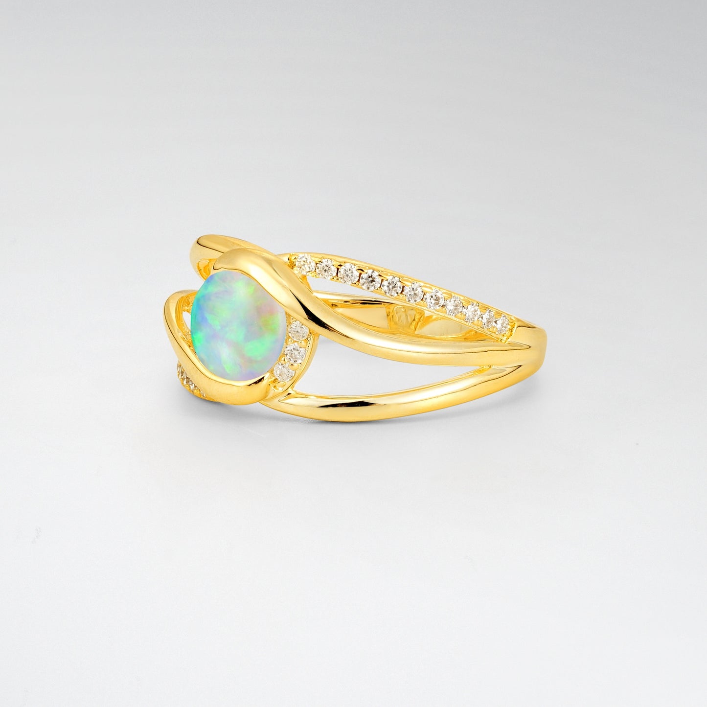 Round Cut Opal Split Shank Twist Engagement Ring - Additional view