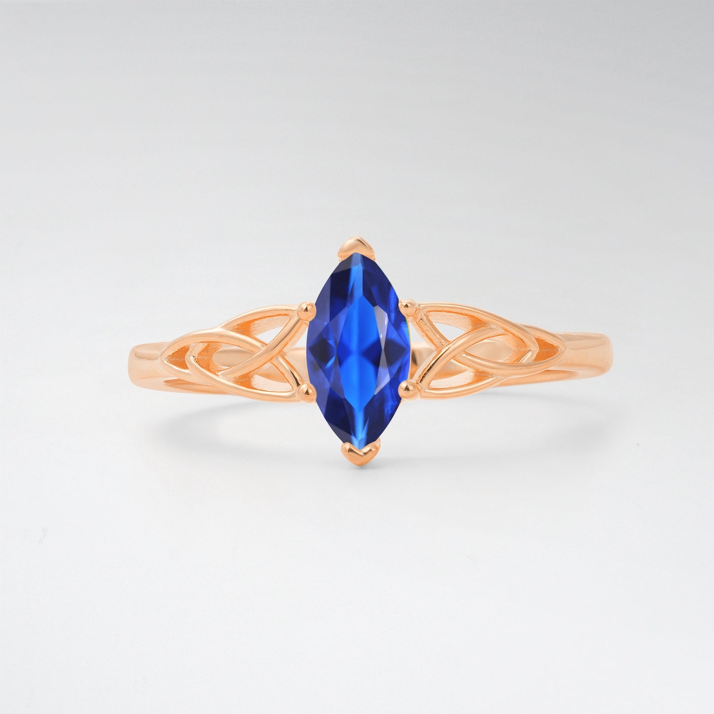 Celtic Marquise Cut Sapphire Trinity Knot Solitaire Engagement Ring - Additional view