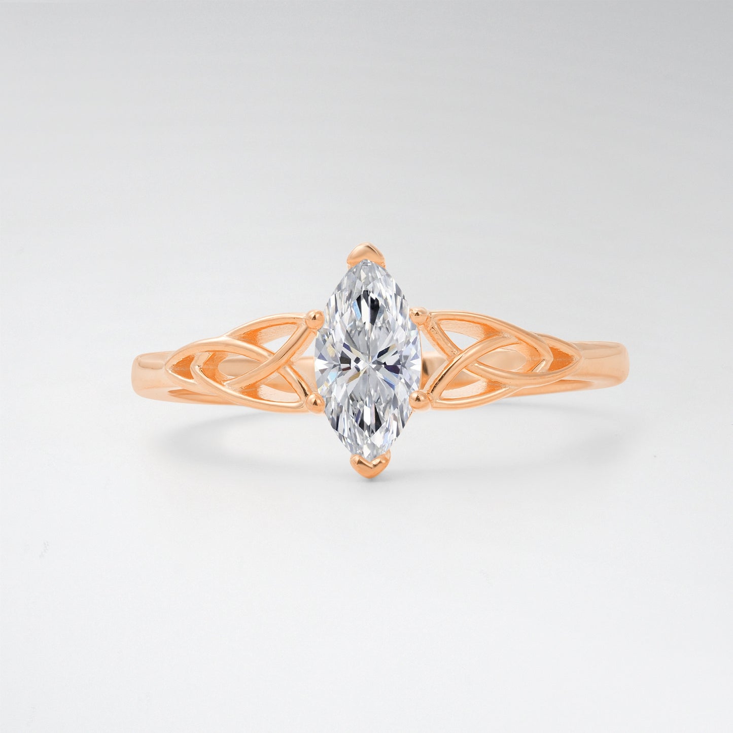 Celtic Marquise Cut Lab Diamond Trinity Knot Solitaire Engagement Ring - Additional view